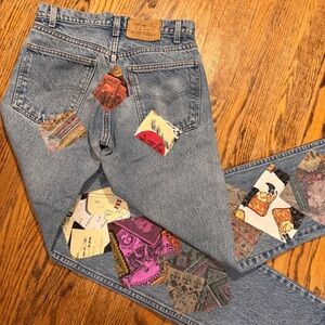Vintage Levi 505 orange tab Patchwork Denim Jeans - W30 L34 (fits W28 L33)